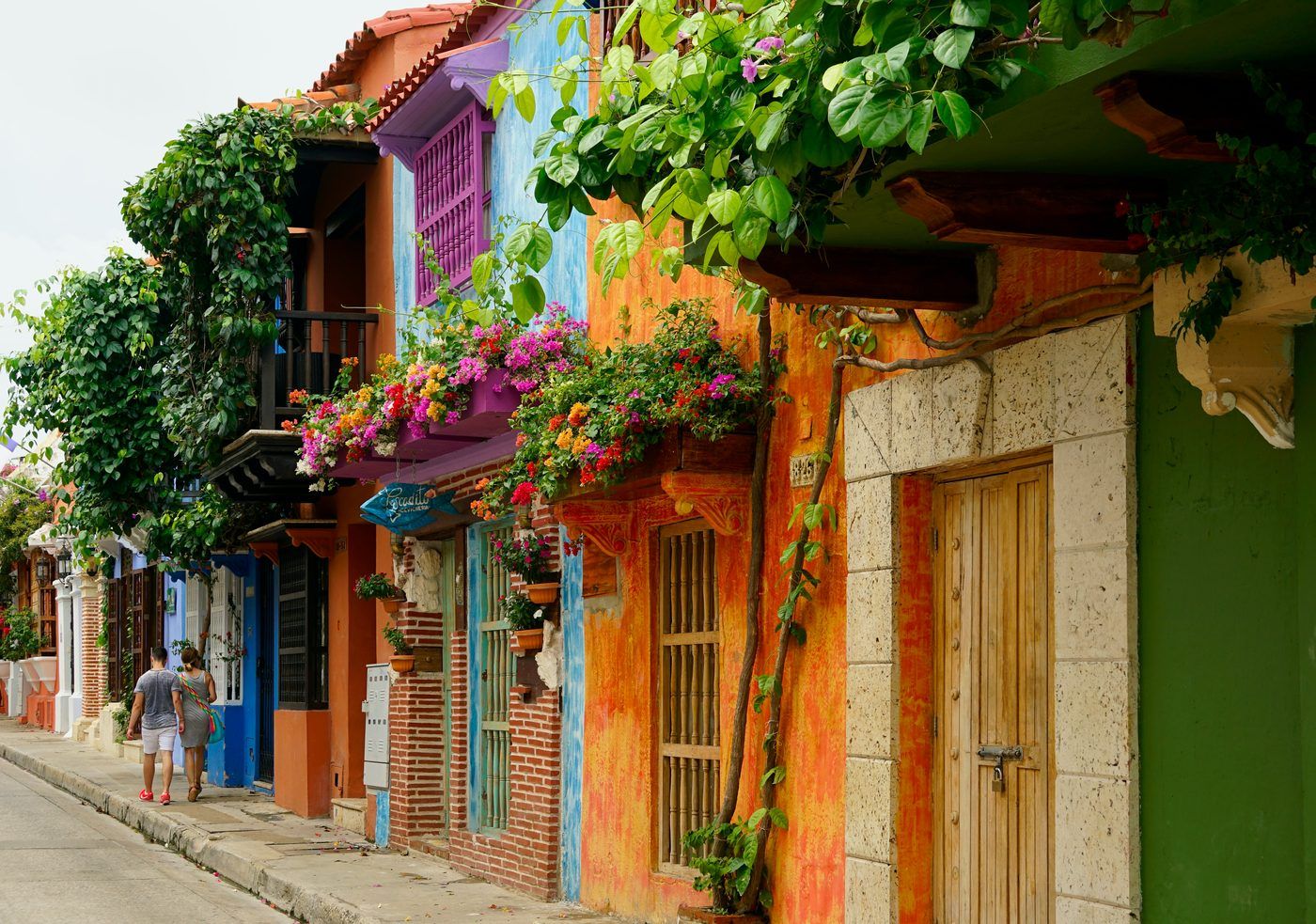 Cartagena vibrant flower-lined colonial street
